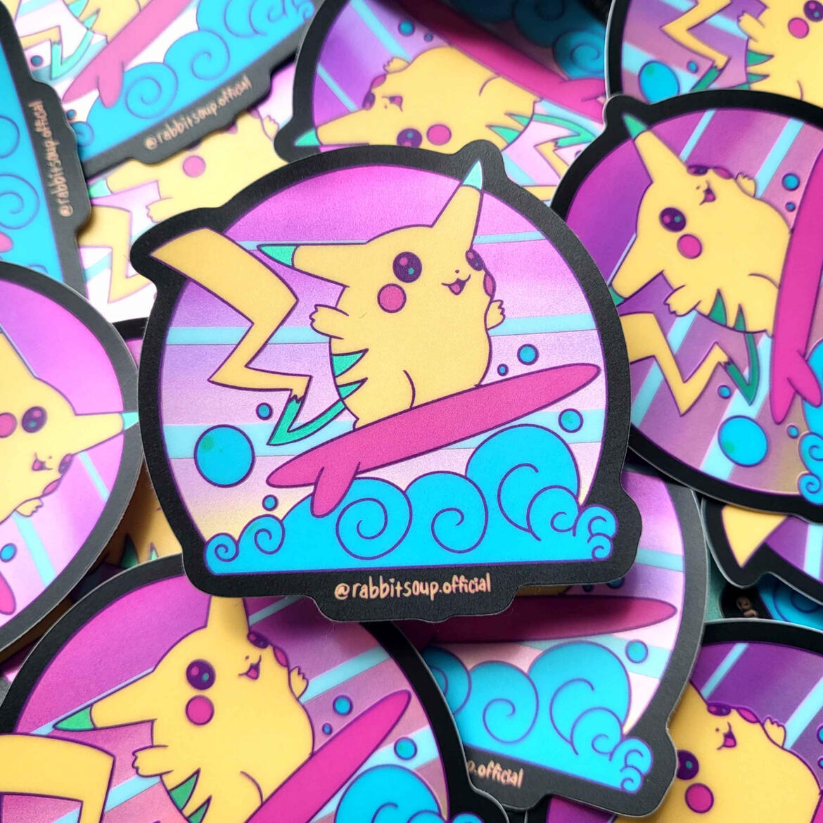 Surfing Pikachu Vinyl Sticker